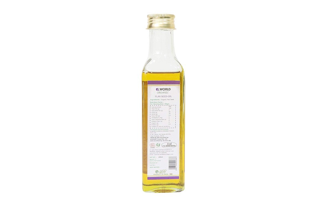 Elworld Organic Flaxseed Oil    Glass Bottle  200 millilitre